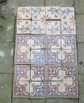 Antique  floor tiles model: Jugendstil ceramic motif tiles