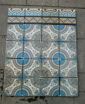 Antique  floor tiles model: Jugendstil ceramic motif tiles