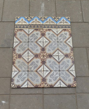 Antique floor tiles model: Jugendstil ceramic motif tiles