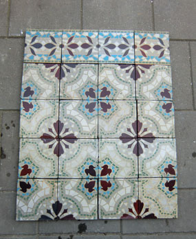 Antique floor tiles model: Jugendstil ceramic motif tiles