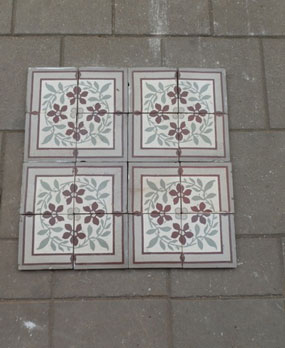 Antique floor tiles model: Jugendstil ceramic motif tiles