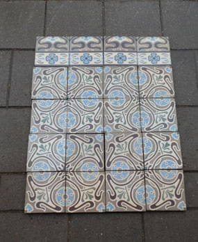Antique floor tiles model: Jugendstil ceramic motif tiles
